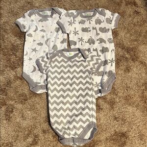Charming Gray and White Patterned Baby Bodysuits